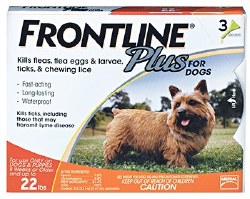 Frontline Plus Flea and Tick Treatment for Dogs, 5-22lb, 3 Count