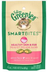 Greenies Smart Bites Skin and Fur, Salmon, Cat Treats, 2.1oz