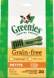 Greenies Grain Free Petite Dog 15-20lb Treats 12oz 20 count