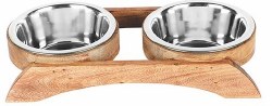 Advance Pet Wood Bone Double Diner Bowl 2Qt