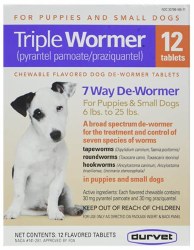 Durvet Triple Wormer 7 Way Dewormer for Small Dogs and Puppies, 12 count