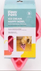 Zippy Paws Happy Bowl Slow Feeder Ice Cream, Pink, Dog Bowl, Medium