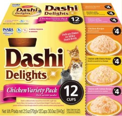 Inaba Dashi Delights Chicken Variety Pack,Wet Cat Food, 12 Cups