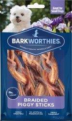 Barkworthies All Natural Braided Pork Pizzle. Protein Rich Chews Made from Pork. 3 count