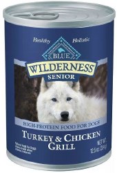 Blue Buffalo Wilderness Turkey and Chicken Grill Recipe Grain Free Senior Canned, Wet Dog Food, 12.5oz