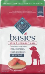 Blue Buffalo Basics Limited Ingredient Grain Free Adult Formula Salmon and Potato Recipe, Dry Dog Food, 22lb