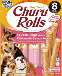 Inaba Churu Rolls Dog Treats, Chicken and Salmon, .42oz, 8 Count
