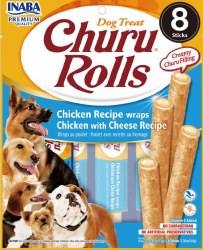 Inaba Churu Rolls Dog Treats, Chicken and Cheese, .42oz, 8 count