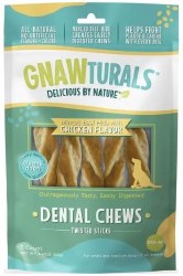 Gnawturals Dental Chews Twisted Stick, Chicken, Medium, 5 count