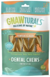 Gnawturals Dental Chews Twisted Stick, Pumpkin, Medium, 5 count