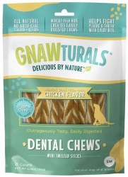 Gnawturals Dental Chews Twisted Stick, Chicken, Small, 21 count