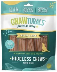 Gnawturals Hideless Chews Ribbed Bone, Chicken, Medium, 5 count
