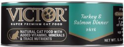 Victor Shredded Turkey and Salmon Dinner Grain Free Canned, Wet Cat Food, 5.5oz