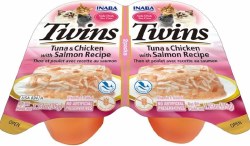 Inaba Twins Grain Free Side Dish for Cats, Chicken and Salmon, Cat Treat, 1.23oz, 2 Count