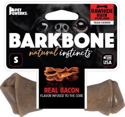 Pet Qwerks BarkBone Rawhide Natural Instincts Bacon Flavored Nylon Dog Toy, Small