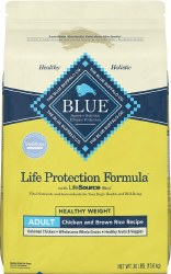 Blue Buffalo Life Protection Healthy Weight Adult Formula Chicken and Brown Rice Recipe, Dry Dog Food, 30lb