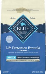 Blue Buffalo Life Protection Adult Formula Chicken and Brown Rice Recipe, Dry Dog Food, 30lb