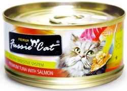 Fussie Cat Tuna with Salmon in Aspic Premium Grain Free Canned, Wet Cat Food, 2.8oz