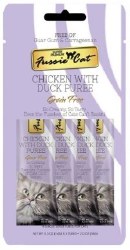 Fussie Cat Chicken Duck Puree, Cat Treats, case of 4, .05oz