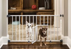 Carlson Mini Step Over Pet Gate with Small Pet Door, White, 18 inch x 27-31 inch