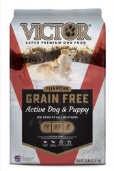 Victor Active Dog and Puppy Formula Beef and Peas Recipe Grain Free Dry Dog Food 30lb