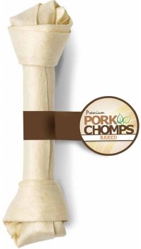 Premium Pork Chomps Natural Pork Skin Baked Knotted Bone 11-12 inch
