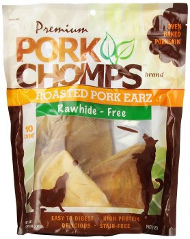 Premium Pork Chomps Roasted Pig Skin Pork Earz 10 count