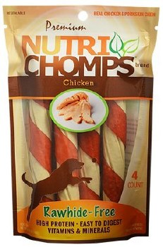 Nutri Chomps Premium Nutri Chomps Chicken Twist with Flavor Wrap Dog Treats, Digestible Dog Chew, 4 count
