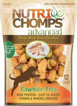 Nutri Chomps Advanced Knot Wrapped with Real Chicken Dog Chews, Digestible Dog Chews, 8 count, Mini