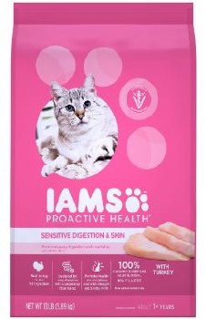 IAMS ProActive Health Healthy Digestion Adult Formula with Turkey, Dry Cat Food, 13lb