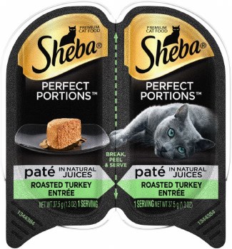 Sheba Perfect Portions Pate in Natural Juices Savory Turkey Entree Grain Free, Wet Cat Food, 2.6oz