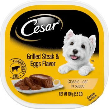 Cesar Classics Loaf in Sauce Sunrise Steak and Eggs Recipe Wet Dog Food Tray 3.5oz