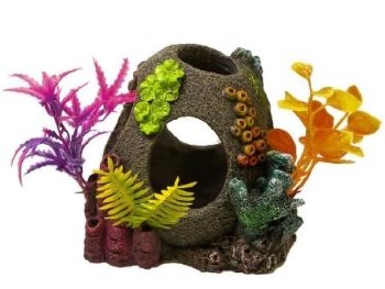 Blue Ribbon Pet Products Exotic Environments Sunken Orb and Florals Aquarium Ornament, Small