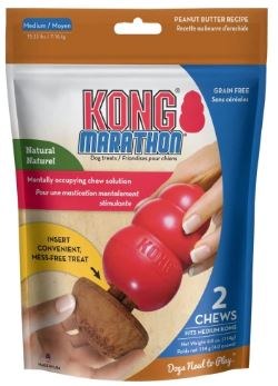 Kong Marathon Chew Dog Treat, Peanut Butter, Medium, 2 count