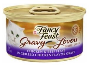 Purina Fancy Feast Gravy Lovers Chicken and Beef Feast in Grilled Chicken Flavor Gravy Canned, Wet Cat Food, case of 24, 3oz Cans