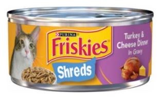 Purina Friskies Shreds Turkey and Cheese, Wet Cat Food, 5.5oz