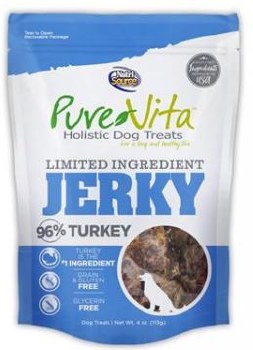 Pure Vita Turkey Jerky Treats, case of 8, 4oz