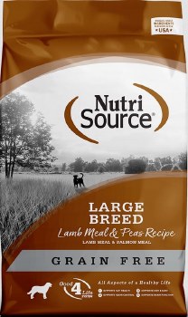 NutriSource Grain Free Large Breed Lamb Meal Pea and Salmon Meal Protein, Dry Dog Food, 26lb