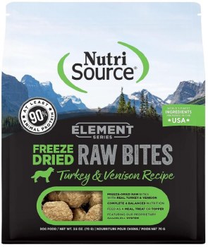 NutriSource Element Freeze-Dried Raw Bits Turkey and Venison Recipe, Dog Treats, 2.5oz