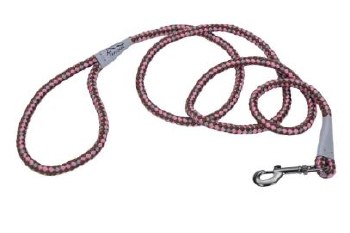 Reflective Braided Rope Snap Leash 6 inch Rosebud