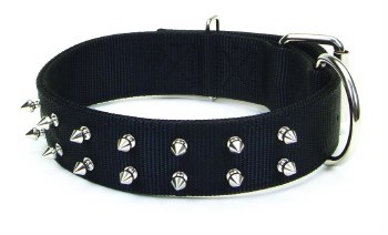 Macho Double Ply Spiked Nylon Collar Large 3/4 inch x 28 inch Black