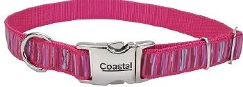 Ribbon Adjustable Collar 5/8 inch x 18-26 inch Pink Flamingo Striped