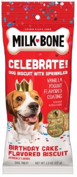 Milk Bone Celebrate Biscuit, Birthday Cake Flavor Dipped with Sprinkles, 2.9oz, Extra Large