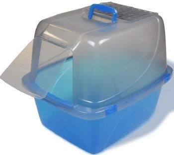 Van Ness Translucent Enclosed Cat Litter Pan, Blue, Large