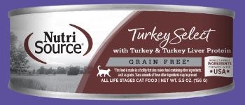 NutriSource Grain Free Turkey and Turkey Liver Canned, Wet Cat Food, case of 12, 5oz Cans