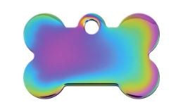 Dog Tag Bone Shape, Rainbow, Small