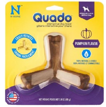 Quado N-Bone Interactive Dental Dog Treat, Pumpkin, Medium