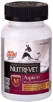 NutriVet Aspirin 300mg Chewables for Large Dogs, Liver Flavor, 75 count