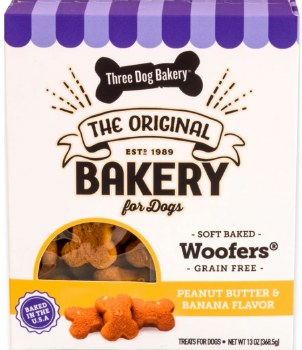 Three Dog Bakery Grain Free Soft Baked Peanut Butter & Banana Woofer, 13oz