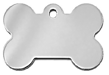 Dog Tag Bone Shape, Chrome Bone, Large